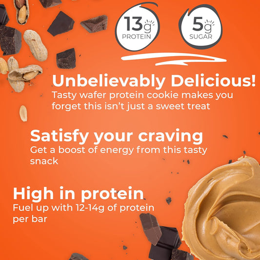 Power Crunch Protein Wafer Bars, High Protein Snacks with Delicious Taste, Peanut Butter Fudge, 1.4 Ounce (12 Count)