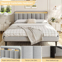 ONBRILL Adjustable Headboard for King/California King Size Bed Frame, Linen Fabric Bed Headboard with Storage & RGB LED Light in Modern Vertical