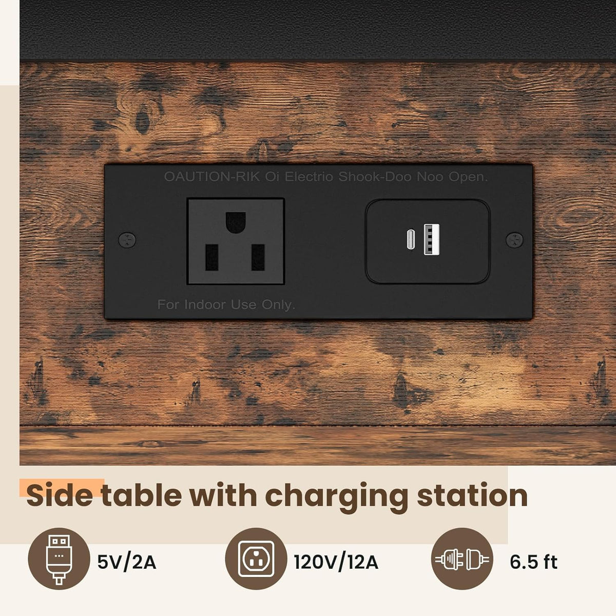 End Table with Charging Station, Flip Top Side Table with USB Ports and Outlets, 3-Tier Small Side Table with Storage for Small Space, End Tables for