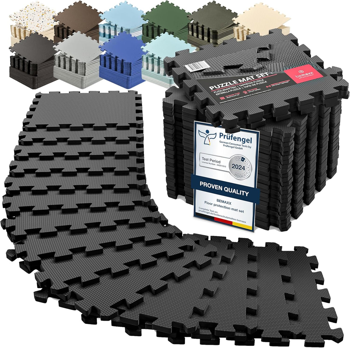 bemaxx Gym Mats Set - 18 pcs EVA Interlocking Foam Floor Tiles (12.6"x12.6"x0.4") 18sqft Protective Gym Flooring Sports Home Workout Exercise Mats