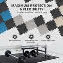 bemaxx Gym Mats Set - 18 pcs EVA Interlocking Foam Floor Tiles (12.6"x12.6"x0.4") 18sqft Protective Gym Flooring Sports Home Workout Exercise Mats
