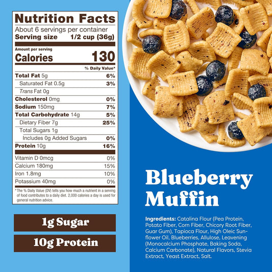 Catalina Crunch Protein Cereal - Breakfast Cereal with 10g of Protein, No Added Sugar - Gluten Free, Keto Friendly - Blueberry Muffin - 8 oz. Bag