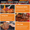 grilljoy 24PCS BBQ Grill Tools Set with Meat Thermometer and Injector - Extra Thick Stainless Steel Fork, Spatula& Tongs - Complete BBQ Accessories