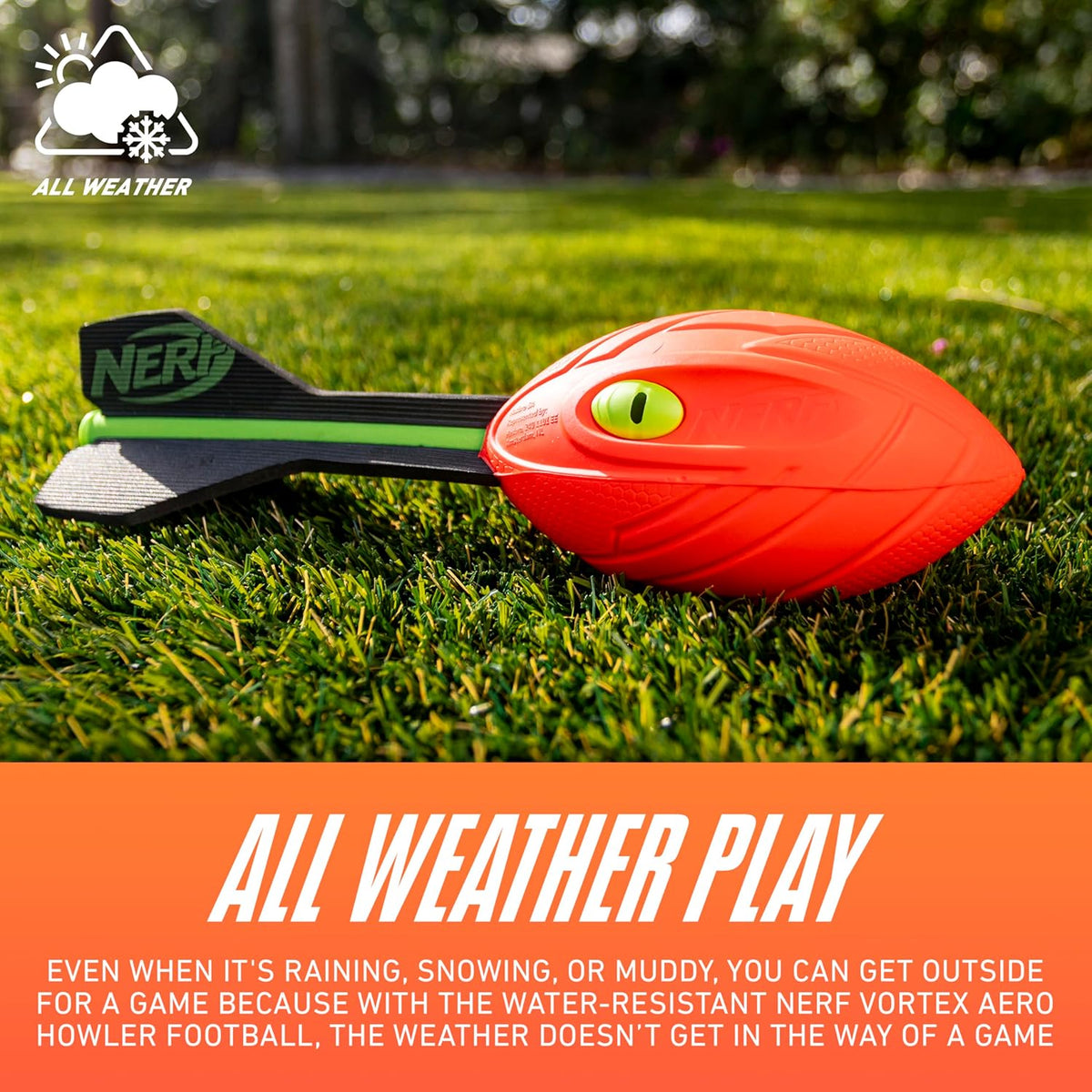 Nerf Vortex Aero Howler Foam Ball, Classic Long-Distance Football, Flight-Optimizing Tail, Whistling Sound, Indoor & Outdoor Fun, Christmas Stocking
