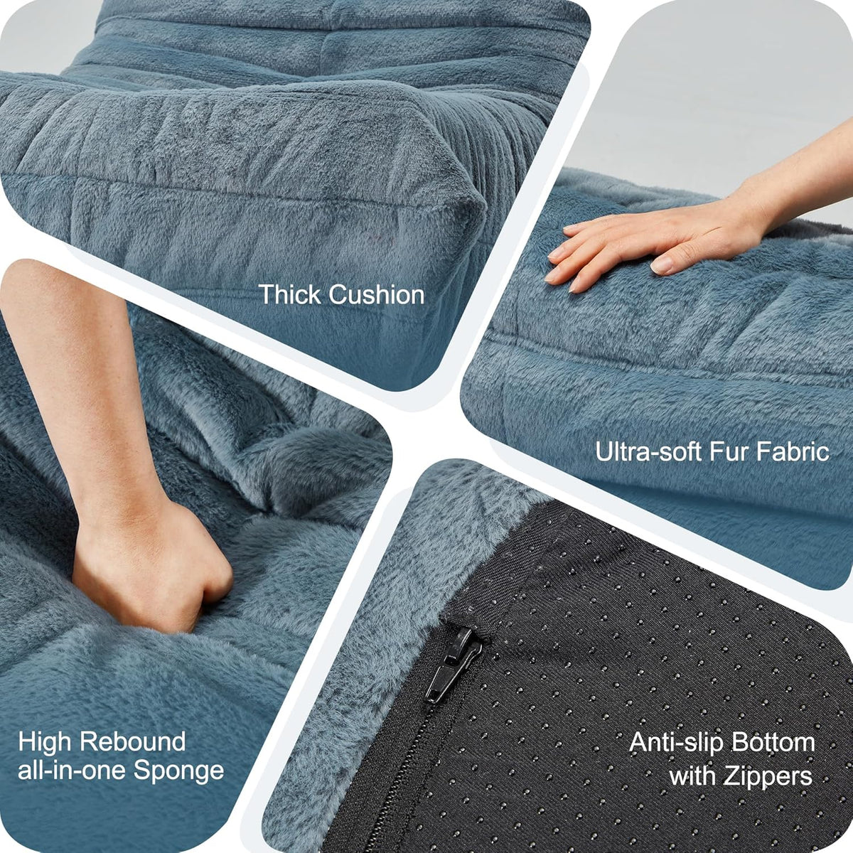 Bean Bag Chairs for Adults Giant Bean Bag Chair Memory Foam BeanBag Chair Bean Bag Sofa with Filler Faux Fur Fireside Beanbags Lazy Sofa for Living