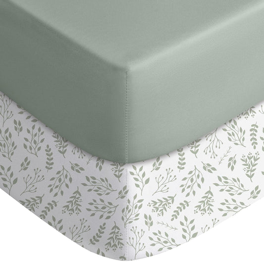 Yoofoss Baby Crib Sheets for Boys Girls, Fitted Crib Sheet 2 Pack for Standard Crib and Toddler Mattress, Super Soft Microfiber Baby Sheet
