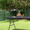 Folding Table 6ft Portable Heavy Duty Plastic Fold-in-Half 6 Foot Foldable Table Utility Dining Indoor Outdoor with Carrying Handle for Camping