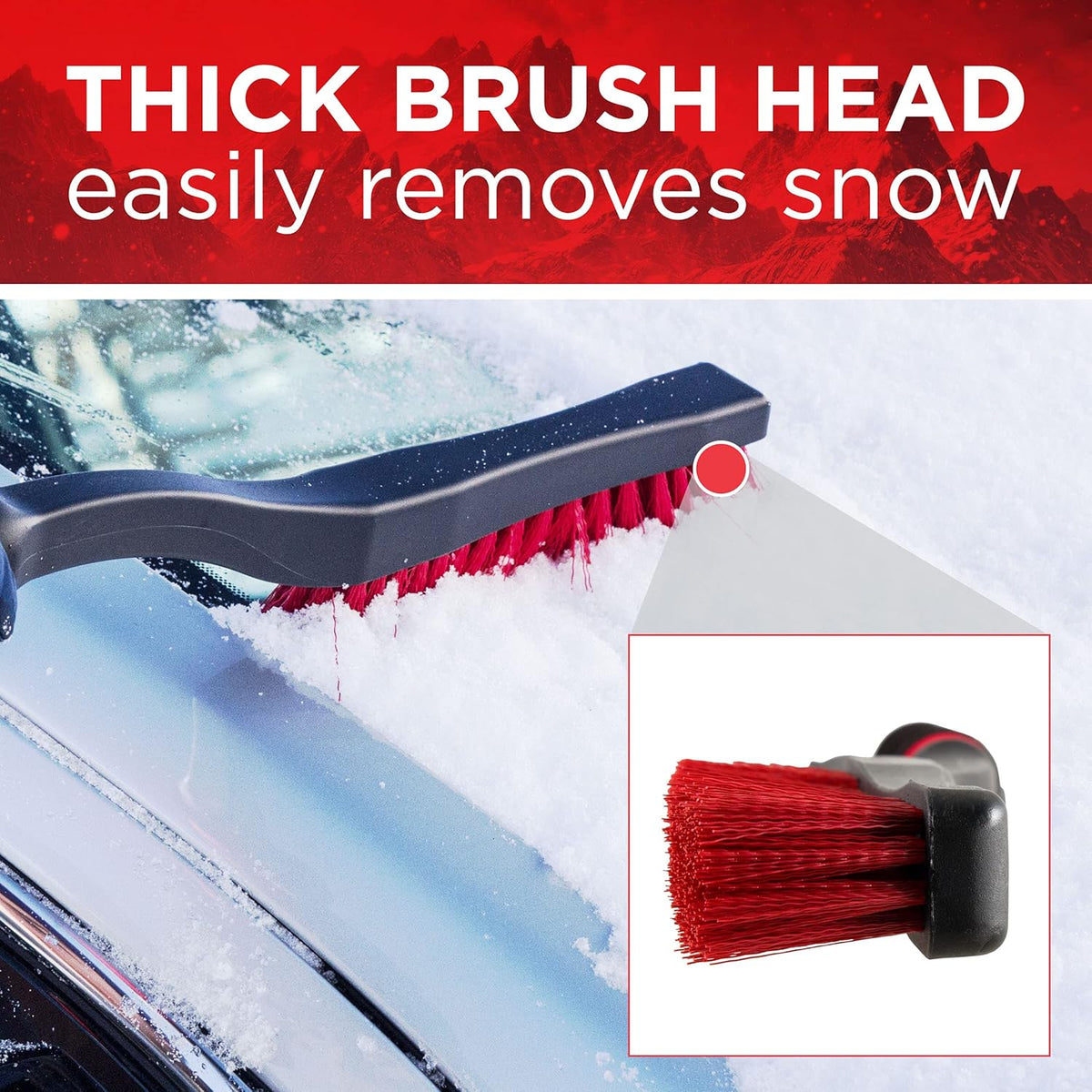 Mallory 532 26 Inch Snow Brush with Ice Scraper for Cars, Trucks, SUVs, RVs, and More (Colors May Vary)