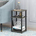 Furinno JUST Side Table, 3-Tier End Table, Open Shelves Night Stand, Bedside Table, Toolless Assembly, for Living Room, Bedroom, Bathroom, French Oak