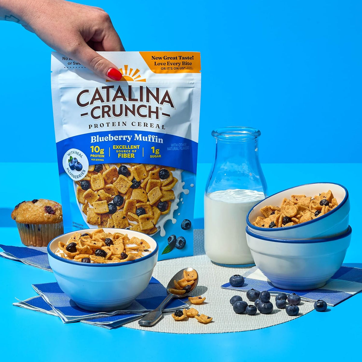 Catalina Crunch Protein Cereal - Breakfast Cereal with 10g of Protein, No Added Sugar - Gluten Free, Keto Friendly - Blueberry Muffin - 8 oz. Bag