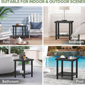 Outdoor Side Table, 2-Tier Small Outdoor Table for Patio, Adirondack Side Tables for Outside or Indoor, Bamboo End Table for Pool, Porch, Weather