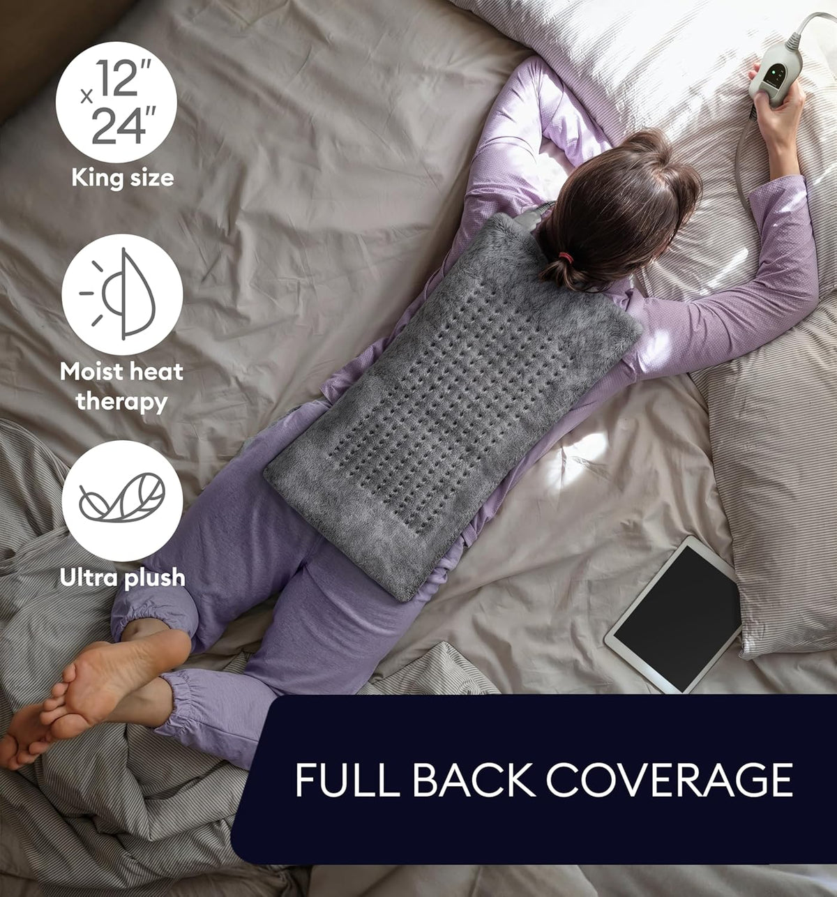 GENIANI XL Electric Heating Pad for Back Pain & Cramps Relief, Electric Throw, Birthday Christmas Gifts for Women, Men Auto Shut Off, Machine