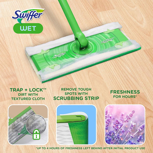 Swiffer Sweeper Wet Mopping Pad Refills for Floor Mop with Febreze Lavender Scent, 12 Count (Packaging May Vary)