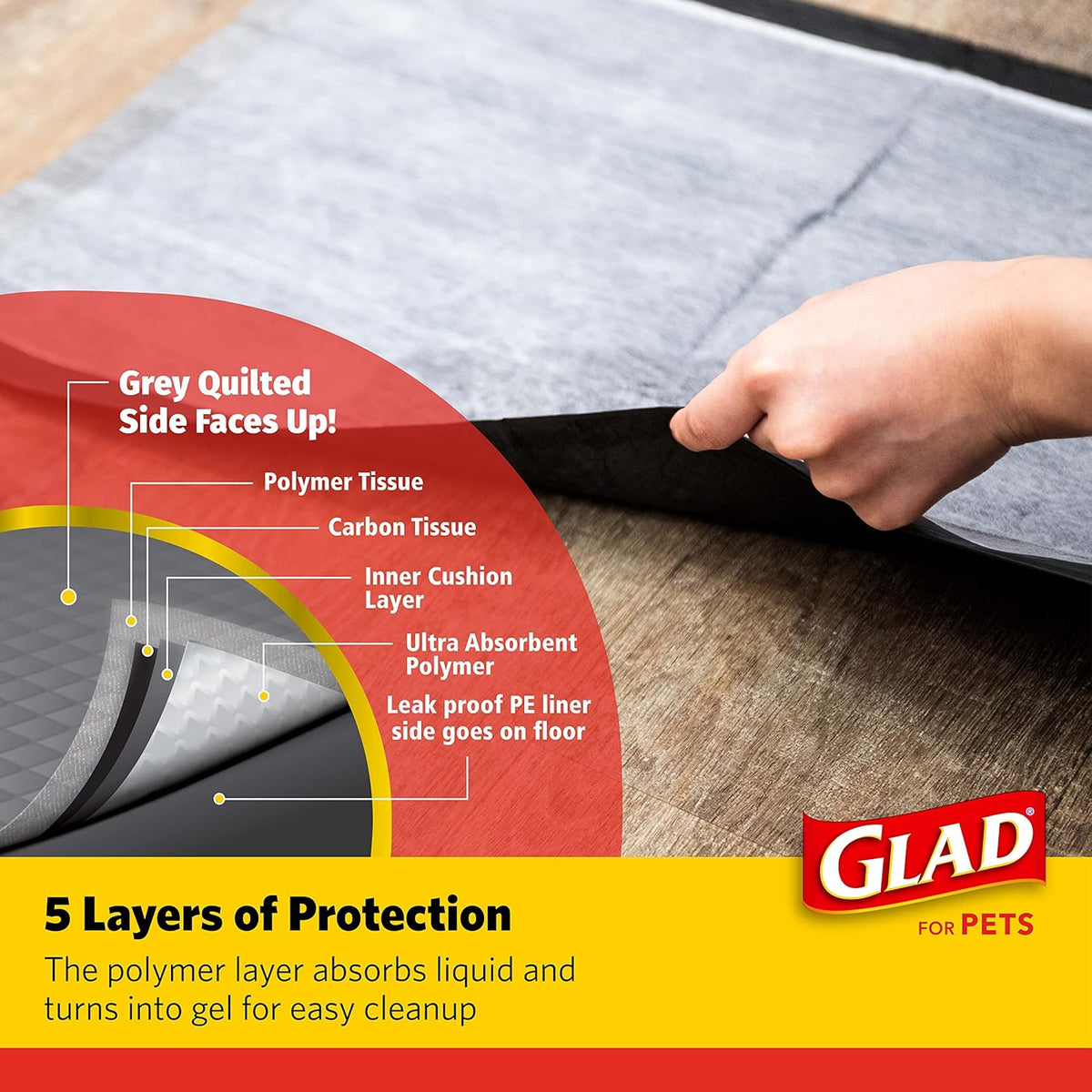 Glad for Pets Black Charcoal Puppy Pads, 23"x23" Disposable Pee Pad That Absorbs & Neutralizes Urine Instantly, Activated Carbon Training Pads