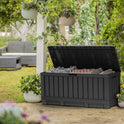 Keter Kentwood 92 Gallon Resin Deck Box-Organization and Storage for Patio Furniture Outdoor Cushions, Throw Pillows, Garden Tools and Pool Floats