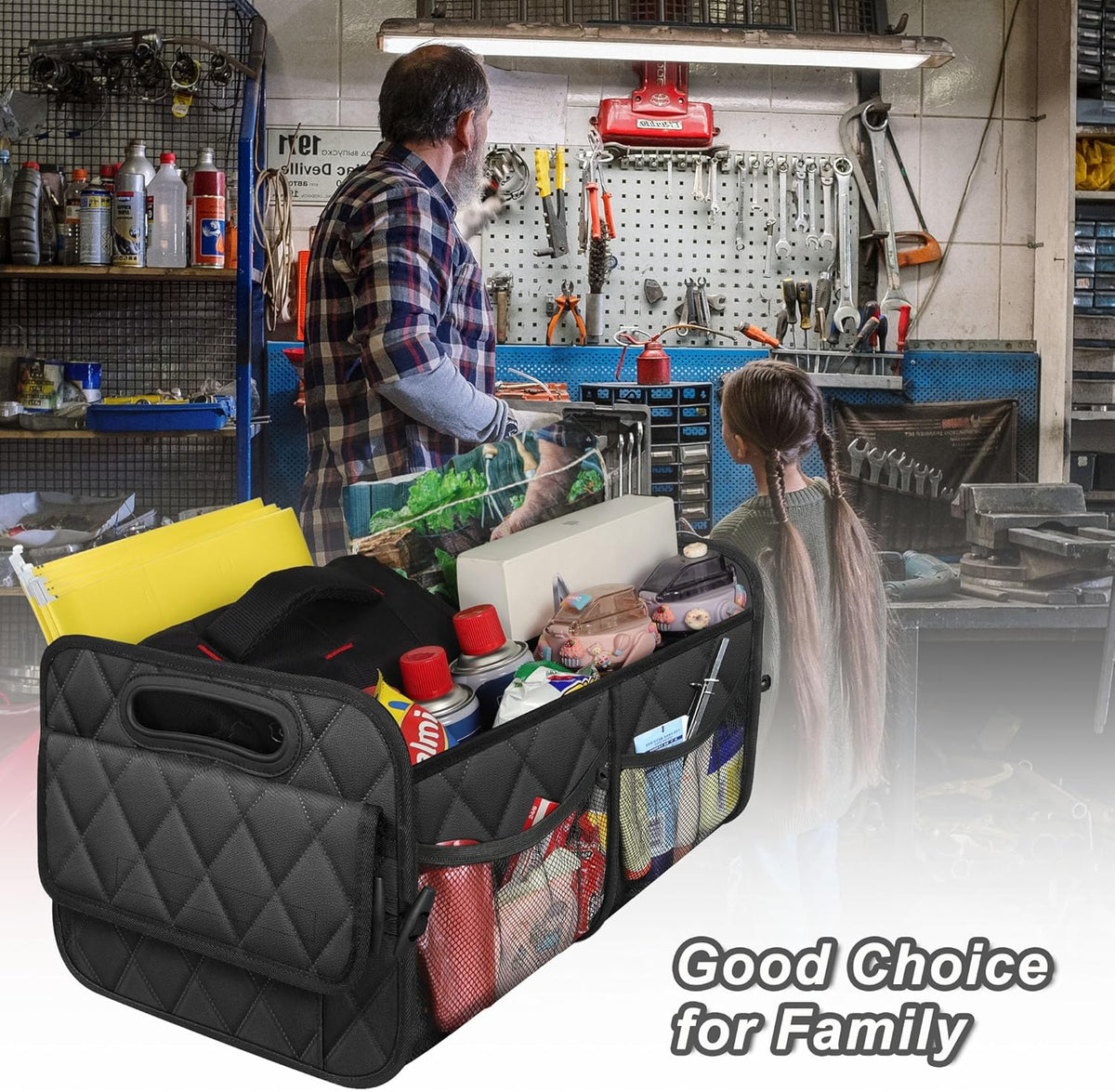 Deosk Car Trunk Organizer for SUV, Car Organizers and Storage with 6 Pocket, Car Accessories for Women/Men 50LWaterproof Polyester Trunk Organizer