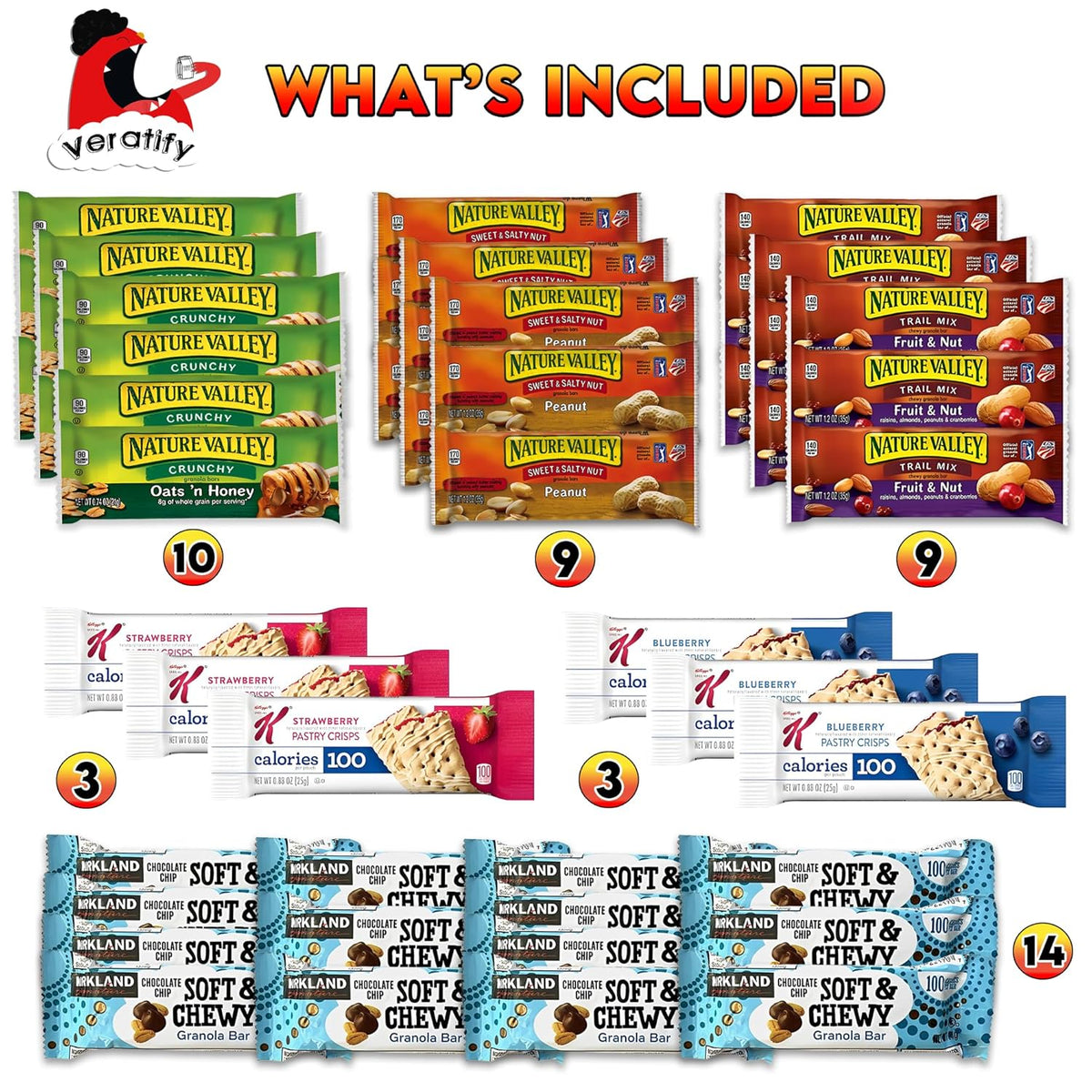 Veratify - Healthy Mixed Snack Box & Snacks Gift Variety Basket - Perfect for Men, Women, Adults, Office, School, College, Work - Variety Assortment