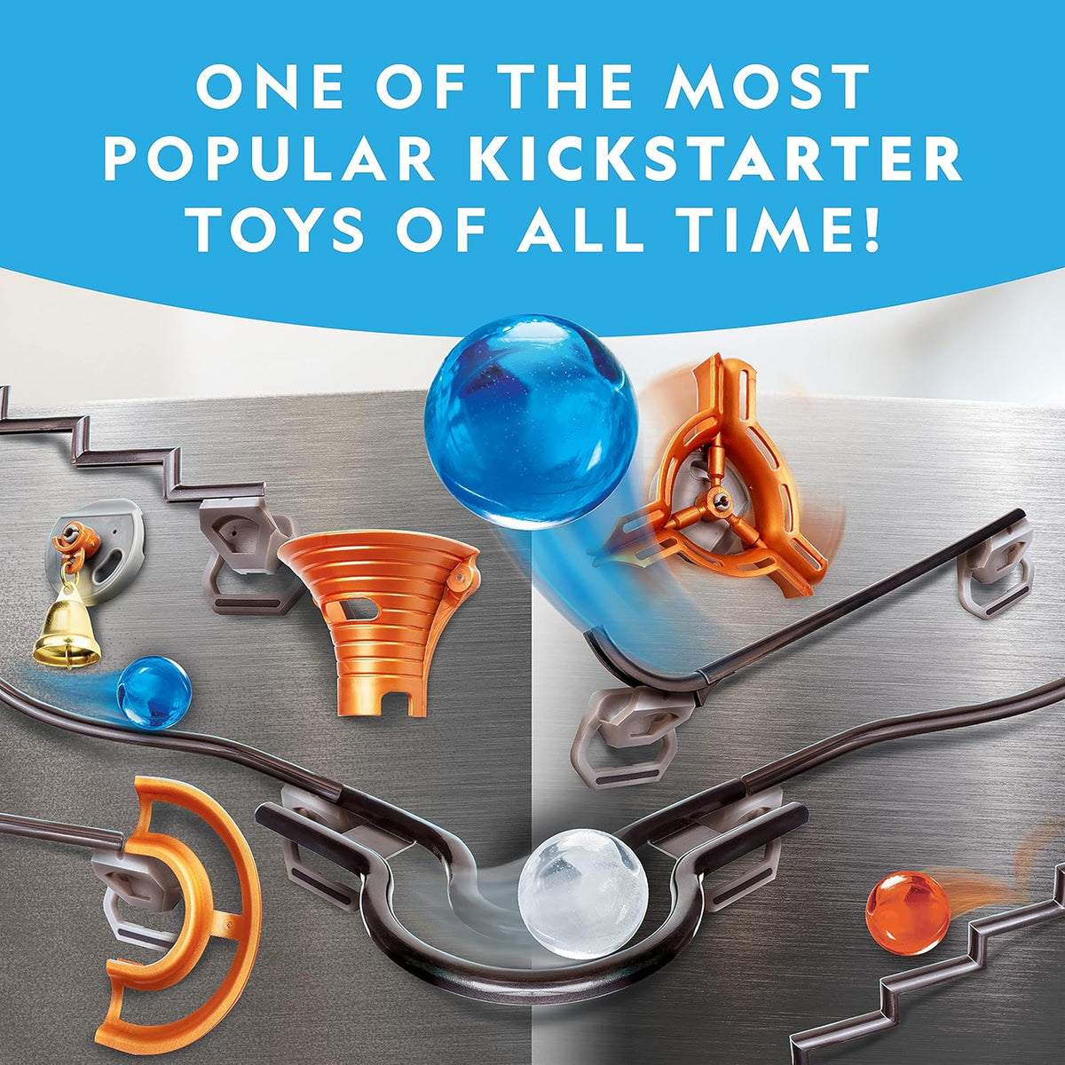 National Geographic Magnetic Marble Run - 75-Piece STEM Building Set for Kids & Adults with Magnetic Track & Trick Pieces & Marbles for Building A
