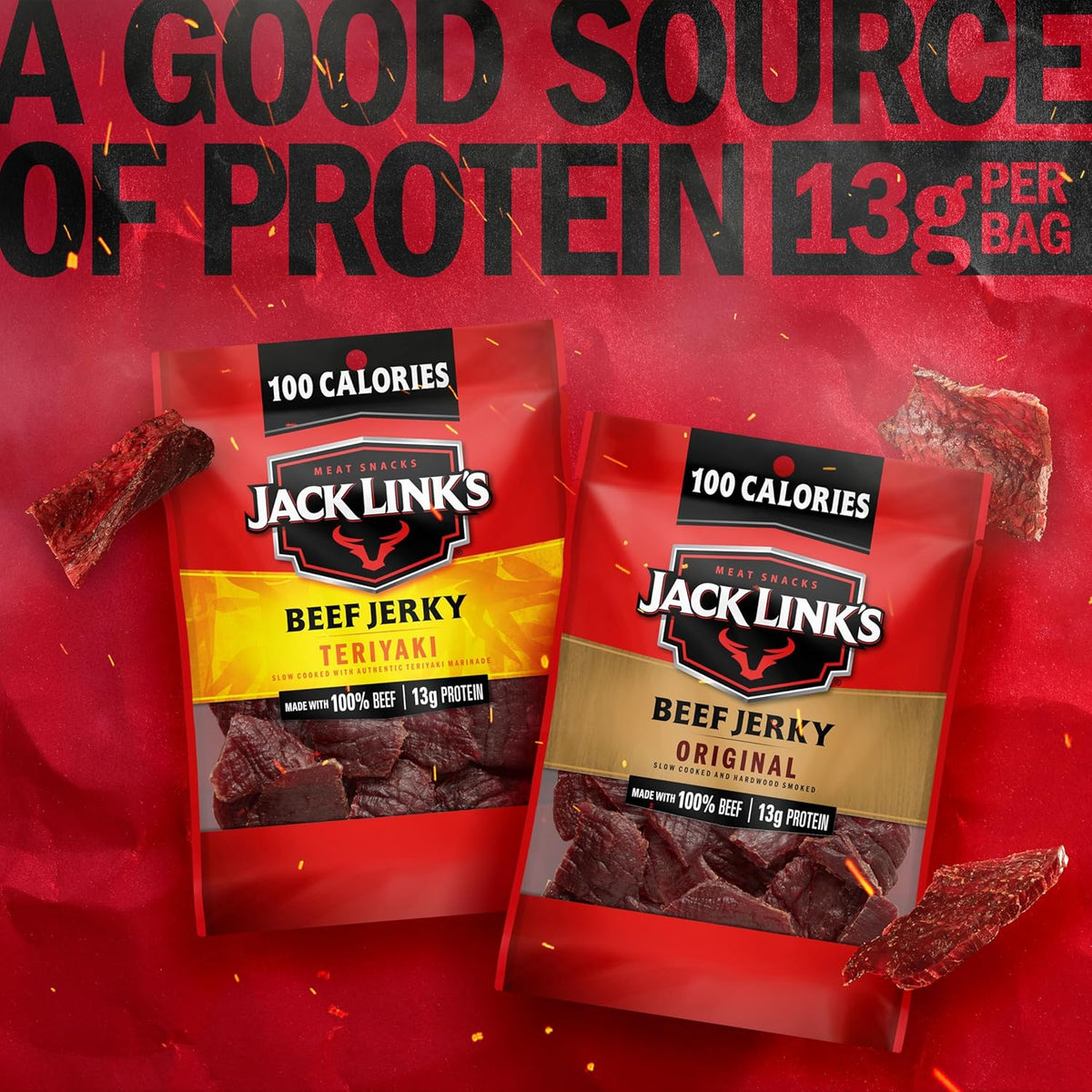 Jack Link's Beef Jerky Variety Pack - Original and Teriyaki - (9 Pack) 1.25 oz Bag - Ready to Eat Protein Snacks - 13g Protein per Serving - Made