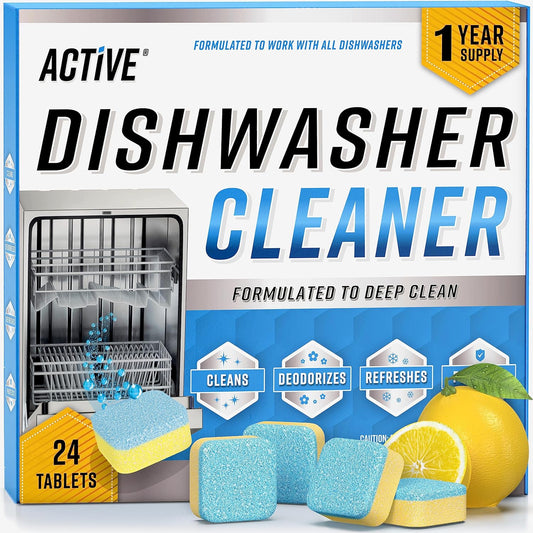 Dishwasher Cleaner And Deodorizer Tablets - 24 Pack Deep Cleaning Descaler Pods for Dish Washer Machine, Heavy Duty, Septic Safe, Natural Limescale
