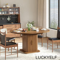 Extendable Round Dining Table for 4-6-8, 59 Inch Dining Room Kitchen Table with Storage, Fluted Wood Slide Door, Modern Oval Circle Dinner Furniture