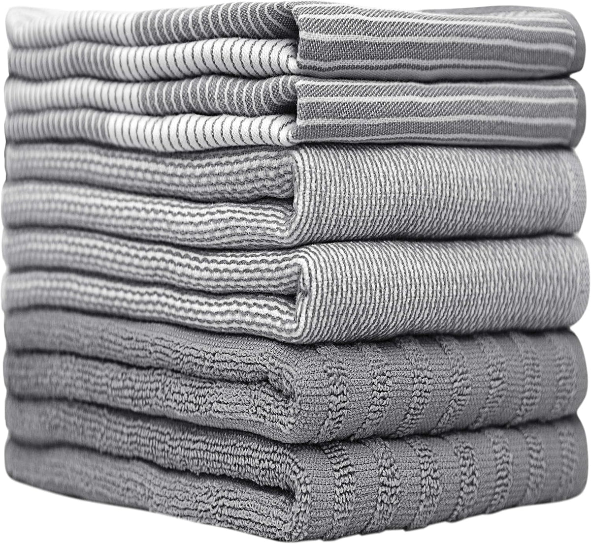 Premium Kitchen Towels (20”x 28”, 6 Pack) | Large Cotton Kitchen Hand Towel | Flat & Terry Dish Cloths | Highly Absorbent Tea Towels Set with Hanging
