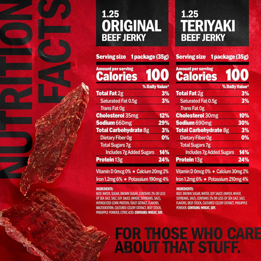 Jack Link's Beef Jerky Variety Pack - Includes Original and Teriyaki Jerky, Bulk Protein Snack Pack, Good Source of Protein, Meat Snacks Made with
