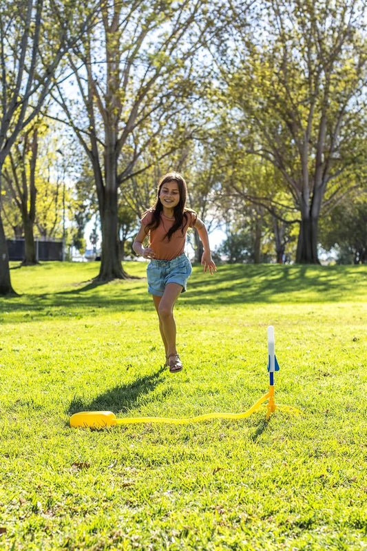 Stomp Rocket Jr Glow Rocket Launcher for Kids - 4 Glow-in-The-Dark Rockets - Outdoor Fun Toy Gift for Boys & Girls - STEM Soft Foam Blaster Set Soars