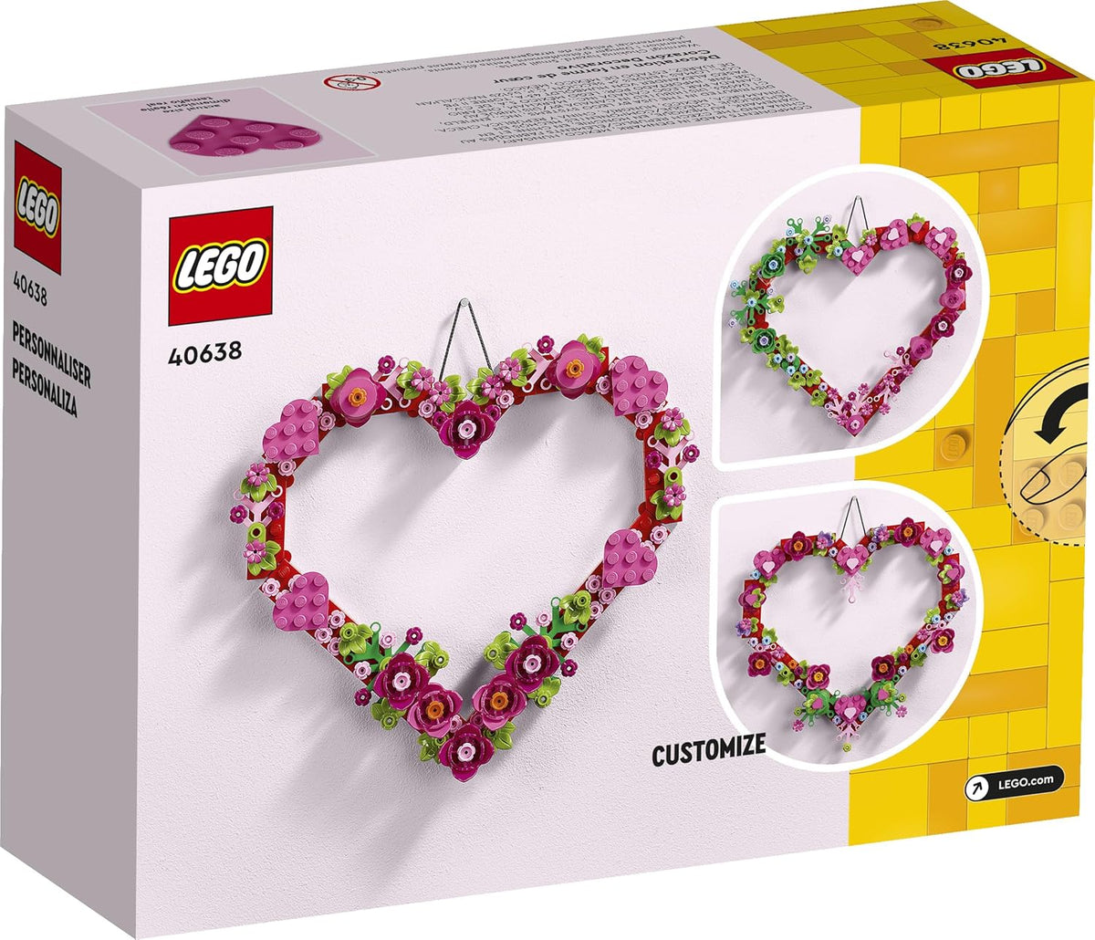LEGO Heart Ornament Building Toy Set - Fun Arts and Crafts Idea for Girls and Boys, Ages 9+ - Gift for Kids - Display on The Wall as Home Decoration