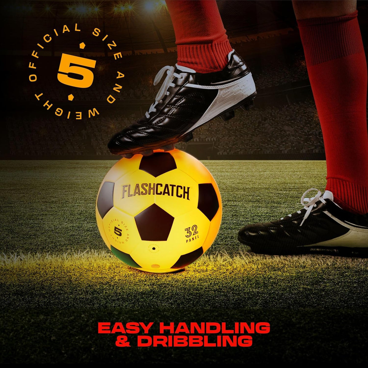 Light Up Soccer Ball - Glow in The Dark - NO 5 - Sports Gear Gifts for Boys & Girls 8-15+ Year Old - Kids, Teens Gift Birthday Ideas - Cool Boy Toys