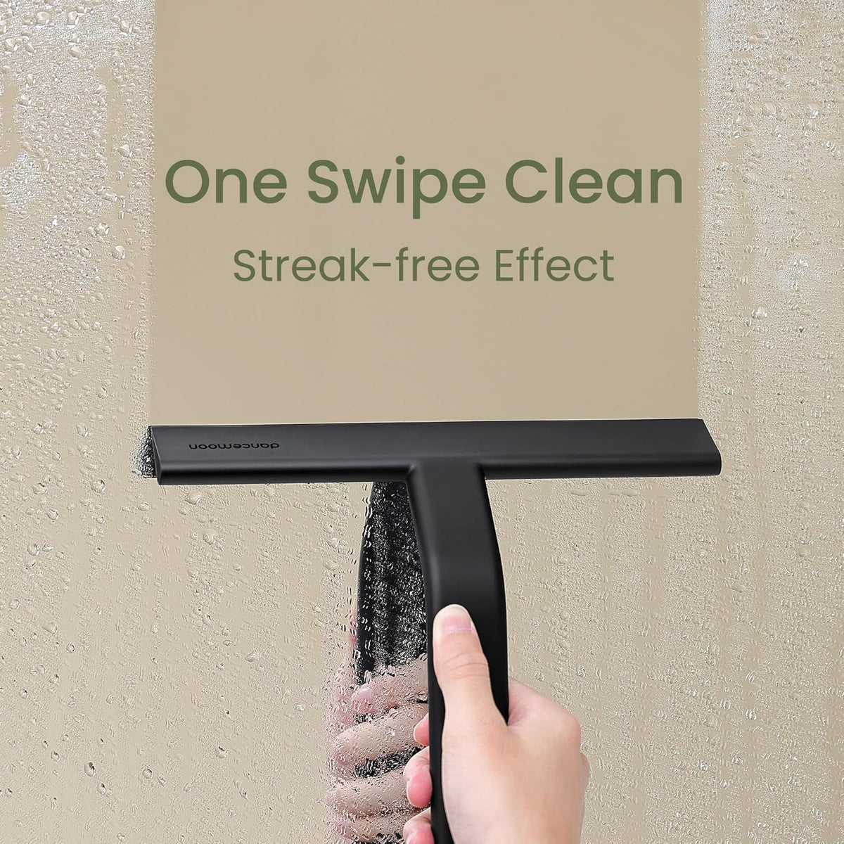 dancemoon JustHang Shower Squeegee for Glass Doors, All-One-Piece Silicone with Built-in Hook Design for Easy Hanging, Household Window Mirror