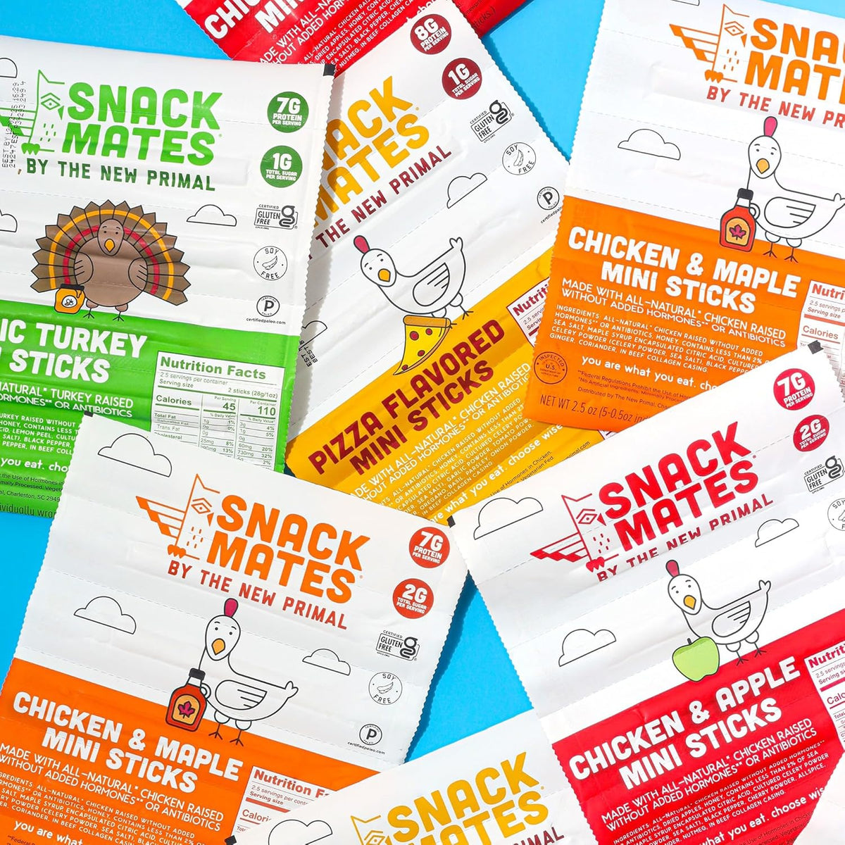 The New Primal Snack Mates Chicken & Maple Sticks, Gluten Free Healthy Snacks for Kids, Low Sugar High Protein Back to School Snacks, Mini Paleo