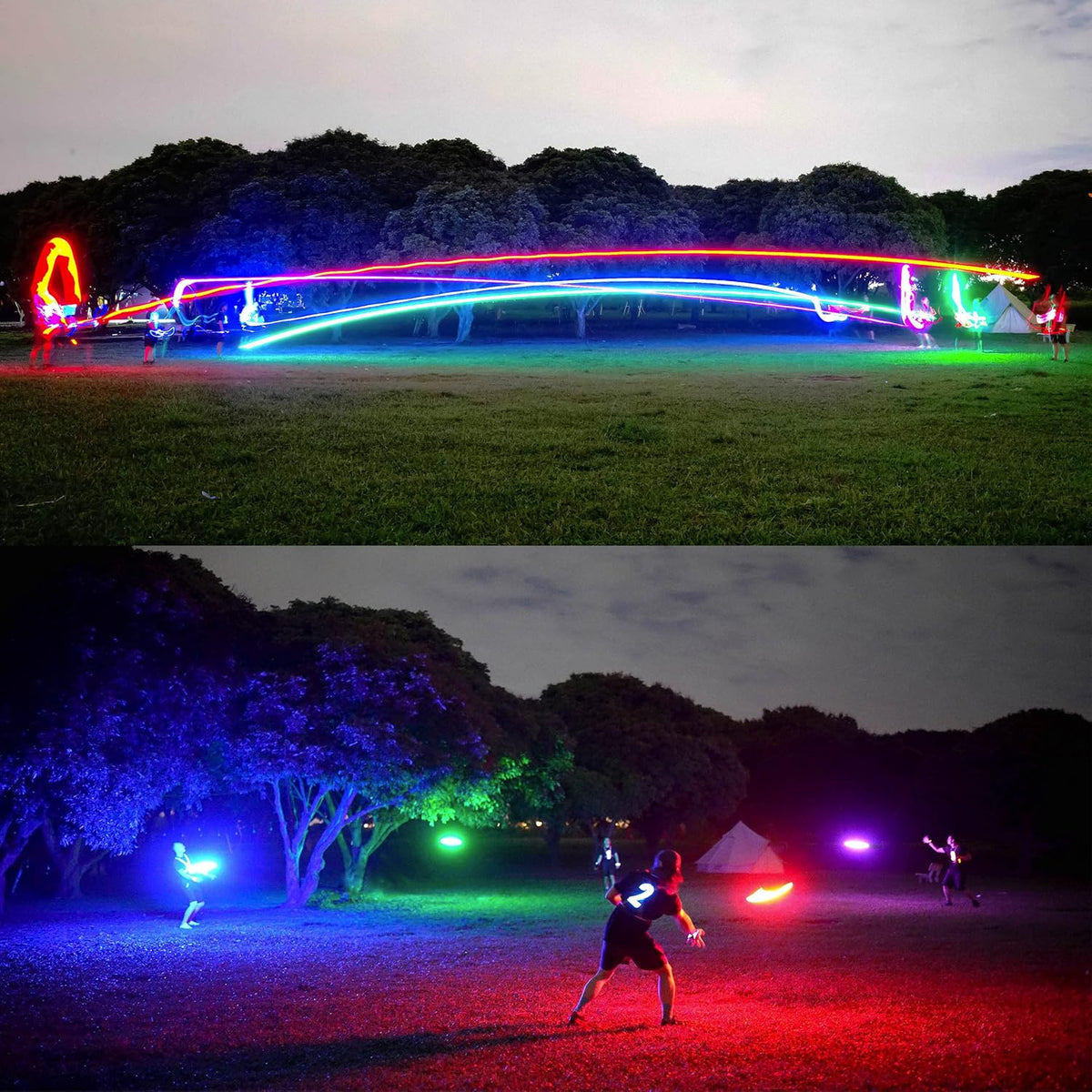TOSY Flying Disc - 108 RGB Multicolor or 36 Monocolor LEDs, Super Bright, Smart Modes, Christmas Stocking Stuffers Gift, Camping Toy for