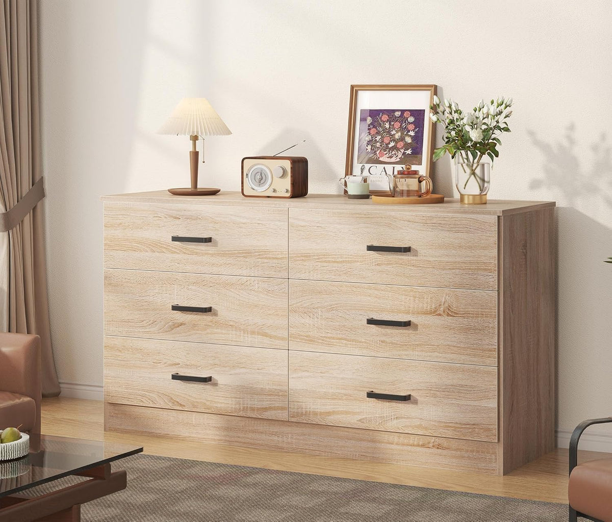 Bigbiglife Dresser for Bedroom, 6 Drawer Double Dresser, Modern Chest of Drawers with Deep Drawers, TV Stand Large Storage Organizer for Living Room