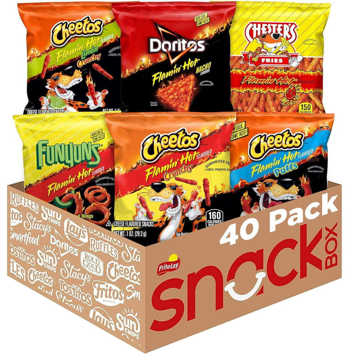 Frito-Lay Flamin' Hot Mix, Variety Pack, 3.34 Pounds, (Pack of 40), Packaging May Vary