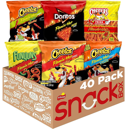 Frito-Lay Flamin' Hot Mix, Variety Pack, 3.34 Pounds, (Pack of 40), Packaging May Vary