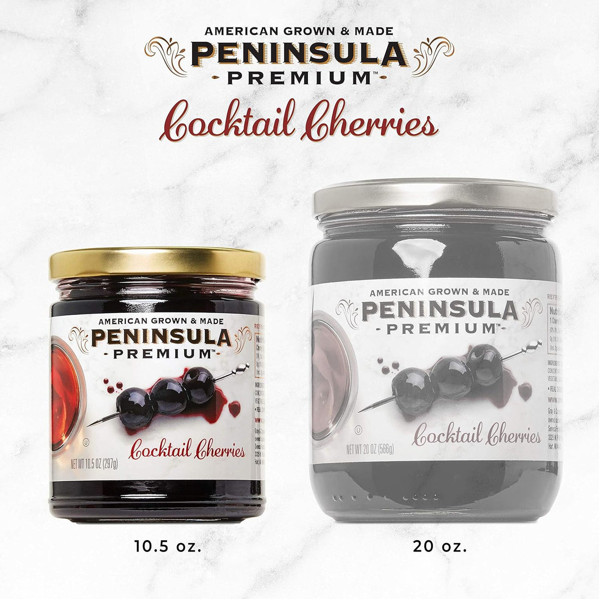 Peninsula Premium Cocktail Cherries | Award Winning | Deep Burgundy-Red | Silky Smooth, Rich Syrup | Luxe Fruit Forward, Sweet-Tart Flavor | Gourmet
