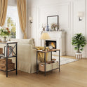 Hoctieon 2 Tier End Table, Sofa Side Table, Narrow Side Table with Storage, Slim Nightstand for Small Spaces, Metal Frame, for Living Room, Bedroom