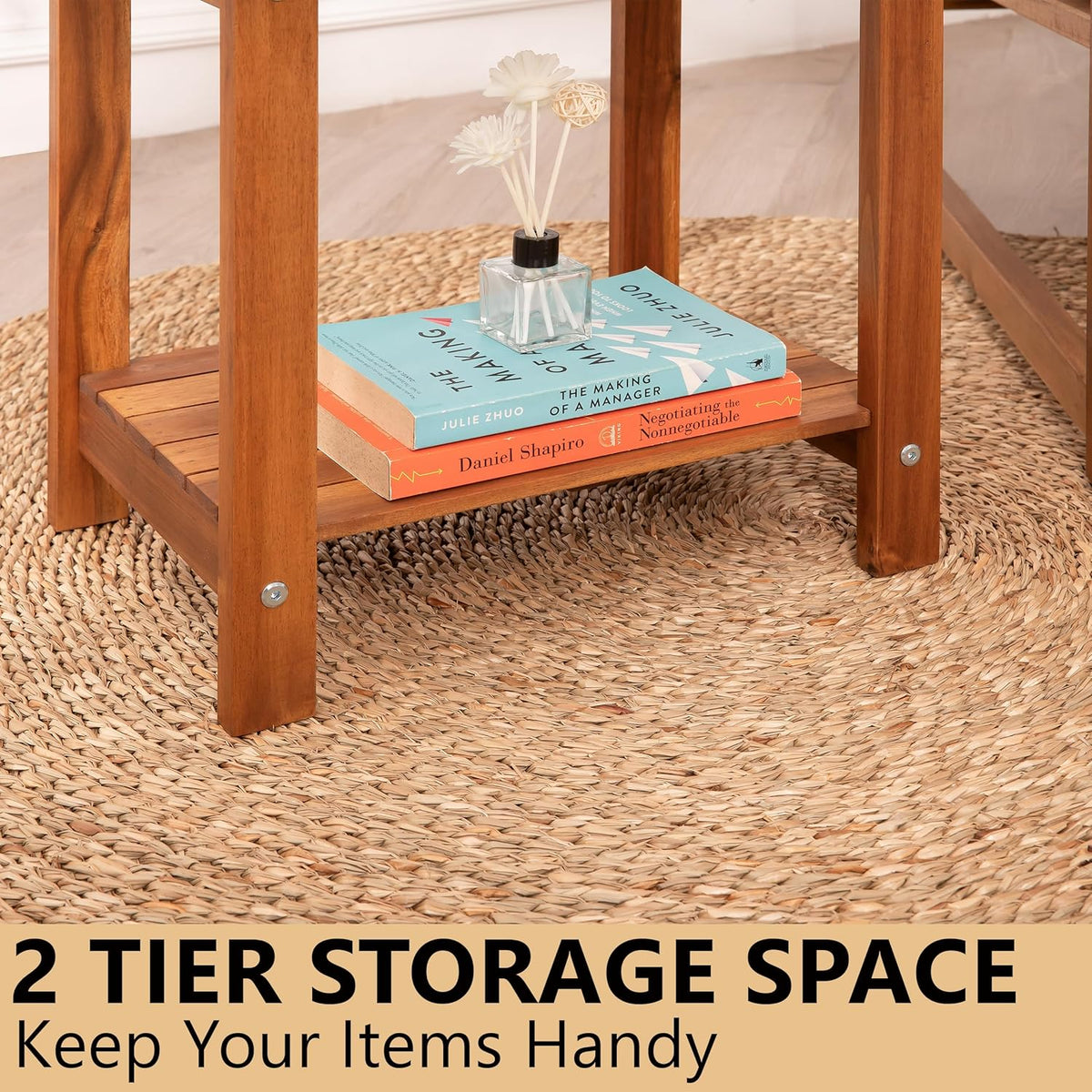 Double Adirondack Side Table, Weather-Resistant Rectangular End Table for Patio, Garden, Lawn, and Living Room. Ideal as a Stylish Indoor and Outdoor