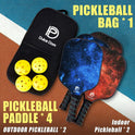 DULCE DOM Pickleball Paddles Set of 2/4 - USAPA Approved, Fiberglass/Carbon Fiber Pickleball Racket with 4 Indoor Outdoor Pickleball Balls and
