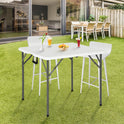 FDW 34" Folding Card Table Plastic Table Portable Square Height Dining Table Perfect for Party and Parties Backyard Events, White