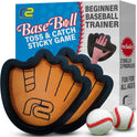 Toss and Catch Ball Game Set - Easy to Use Sticky Balls & Beginner Baseball Training Glove - Premium Toy Paddle Fits All Hand Sizes From Toddlers to
