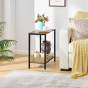 Hoctieon 2 Tier End Table, Sofa Side Table, Narrow Side Table with Storage, Slim Nightstand for Small Spaces, Metal Frame, for Living Room, Bedroom