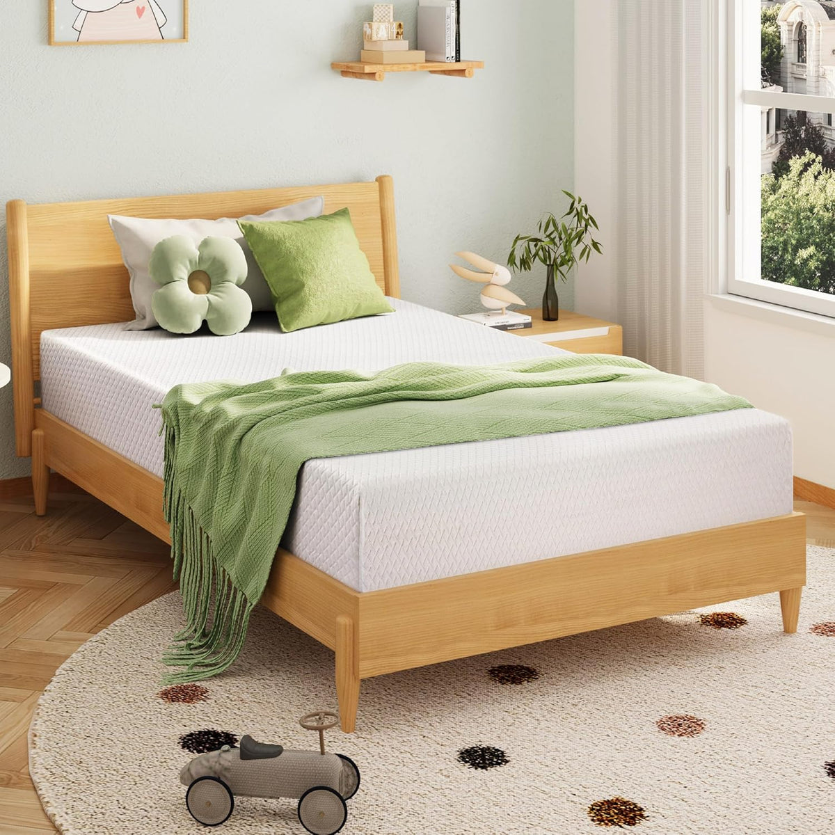 EGOHOME 10 Inch Queen Mattress, Memory Foam Mattress in a Box with Cooling Green Tea Gel, Relieve Pressure with Medium Support, CertiPUR-US