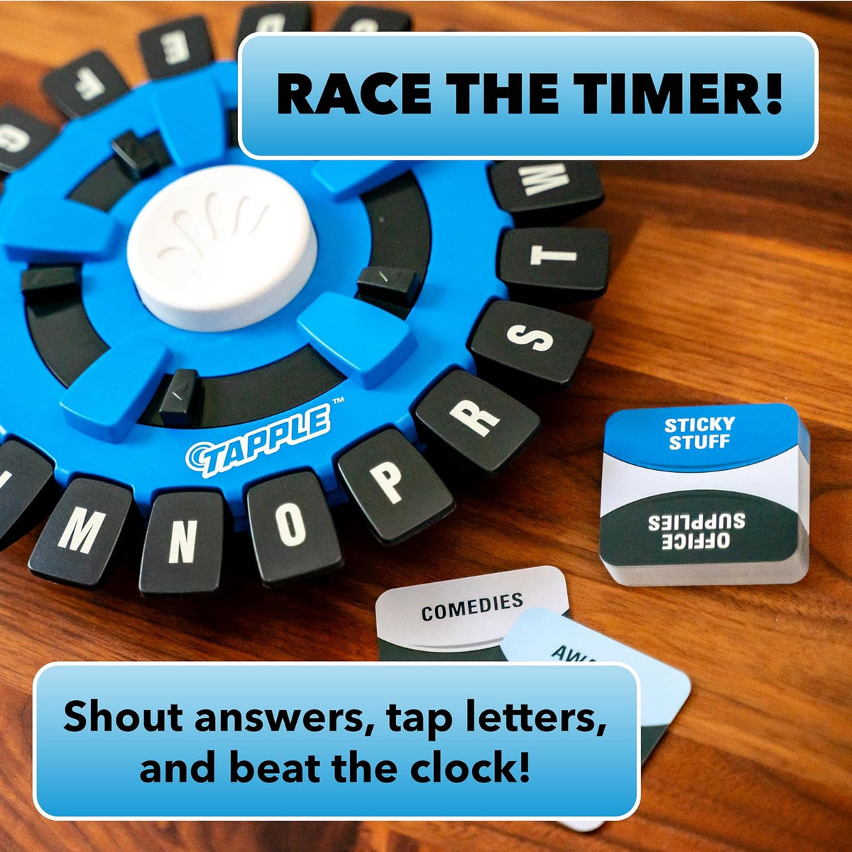 USAOPOLY The Original TAPPLE, The Fast-Paced Family Board Game,Choose a Category & Race Against The Timer to be The Last Player,Learning Word Game