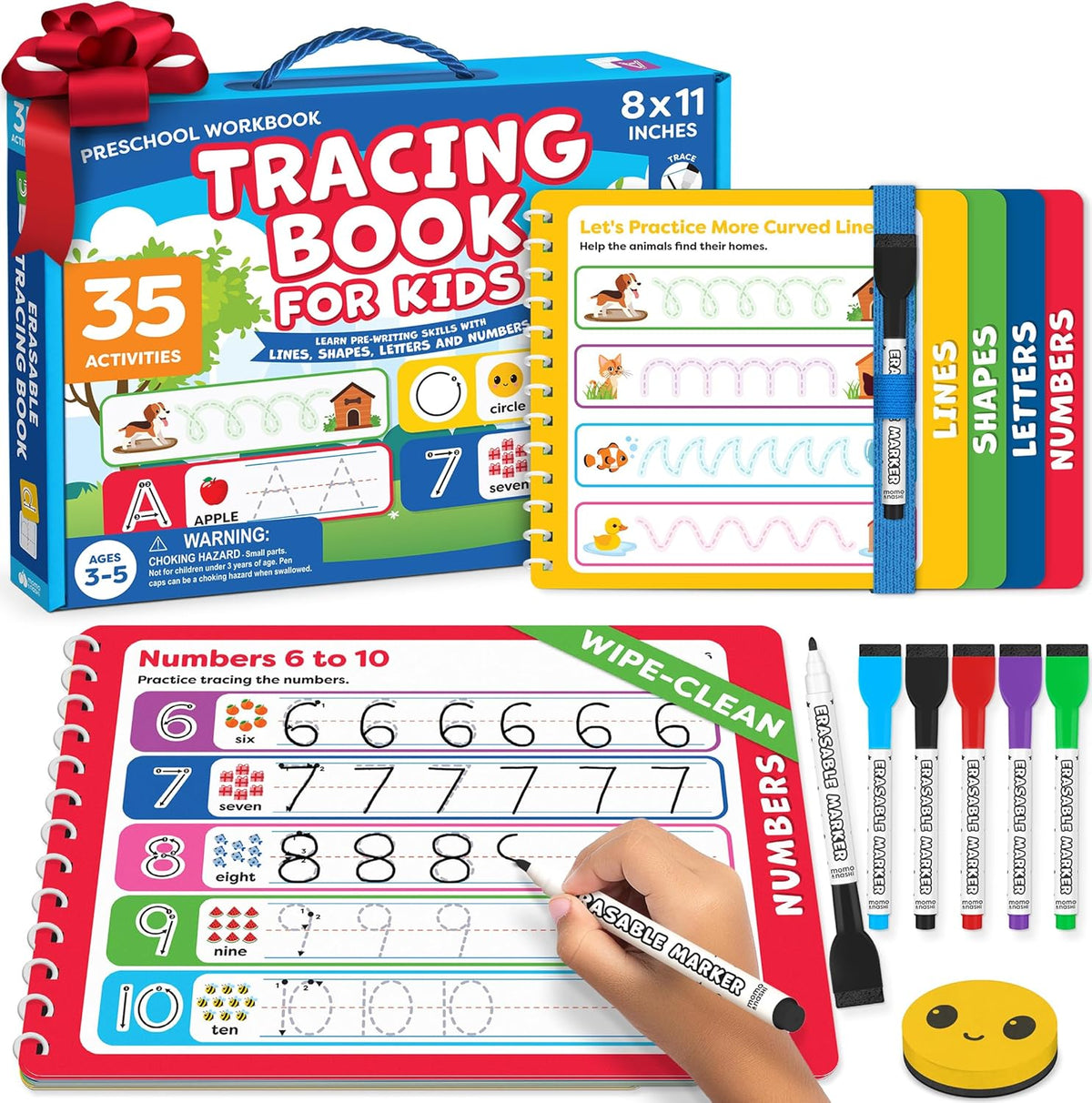Preschool Learning Activities - Tracing Books for Kids Ages 3-5 - Toddler Handwriting Practice - Letter Tracing for Kids Preschool Kindergarten 3-4