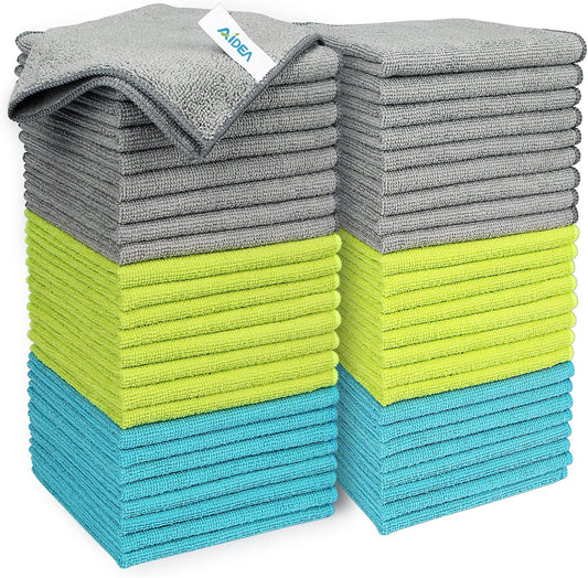 AIDEA Microfiber Cleaning Cloth-50PK, Soft Microfiber Towels for Cars, Absorbent Cleaning Rags, Lint-Free Streak-Free Wash Cloths for House, Kitchen