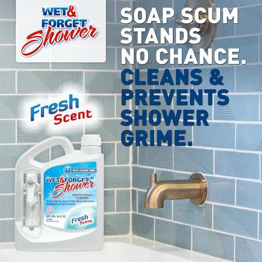 Wet & Forget Shower Cleaner Spray Multi-Surface Weekly Application Requires No Scrubbing, Bleach-Free Formula, Ready to Use, Fresh Scent, 3 Months of
