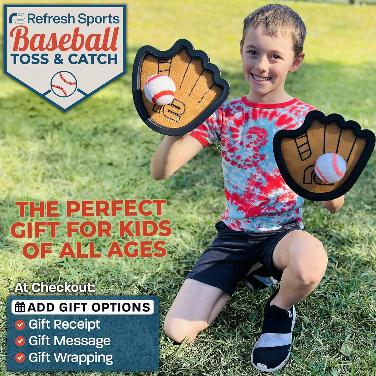 Toss and Catch Ball Game Set - Easy to Use Sticky Balls & Beginner Baseball Training Glove - Premium Toy Paddle Fits All Hand Sizes From Toddlers to