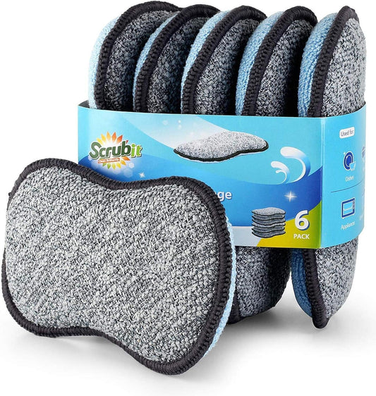 Multi-Purpose Sponges Kitchen by Scrub-it - Non-Scratch Microfiber sponges for Cleaning, Along with Heavy Duty Scrubbing Power - Reusable Dish Sponge